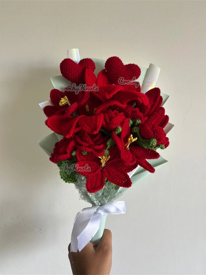 Crochet Scarlet Whispers Bouquet