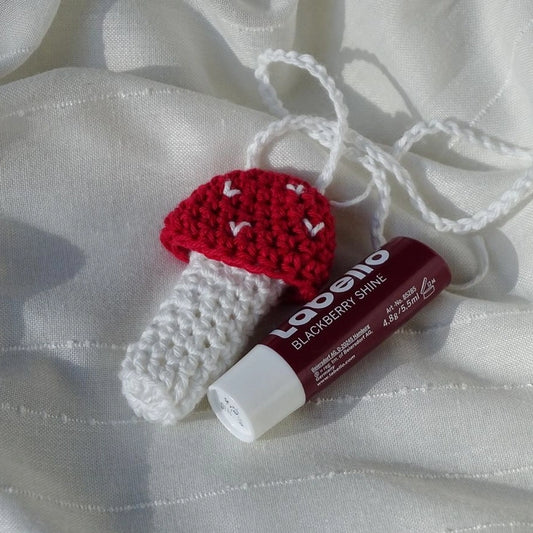 Crochet Mushroom Lipbalm Holder