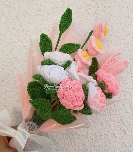 Crochet Pink Blooming Bouquet