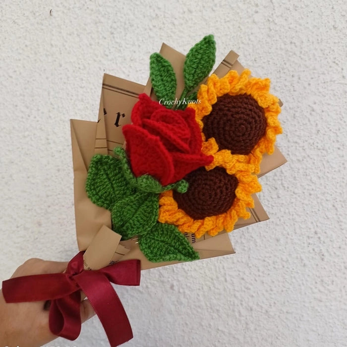 Crochet Sunflower Pop Bouquet