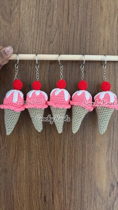 Crochet Ice Cream Keychain