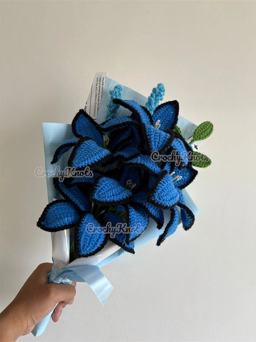 Crochet Bloom Pop Blue Lilies Bouquet