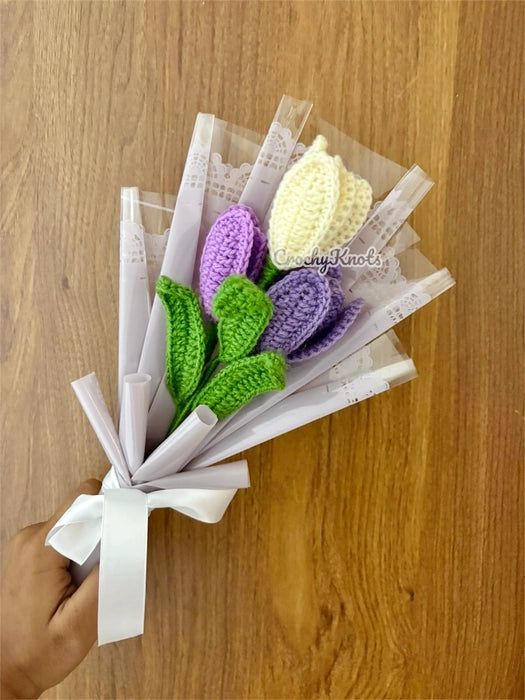 Crochet Petal Hugs Tulips Bouquet (Lavender tulips)