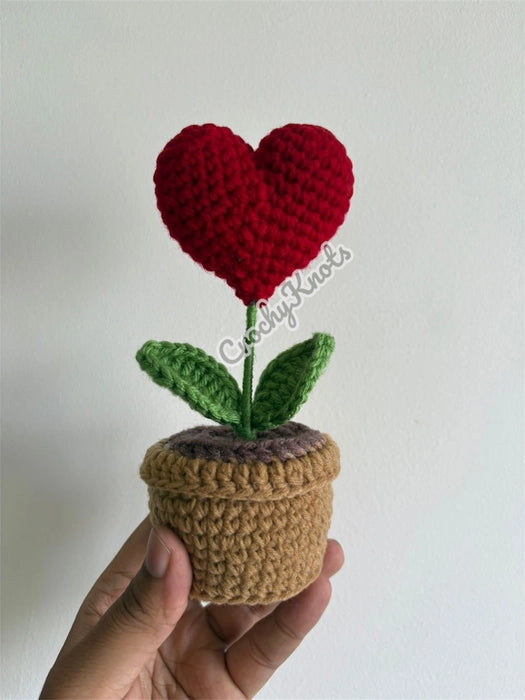 Crochet Red Heart Pot