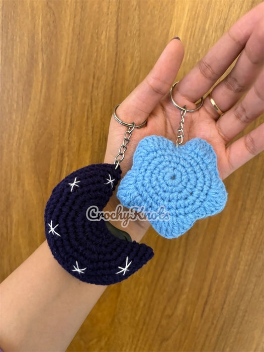 Crochet Starry Night Duo | Star Keychain & Moon Keychain