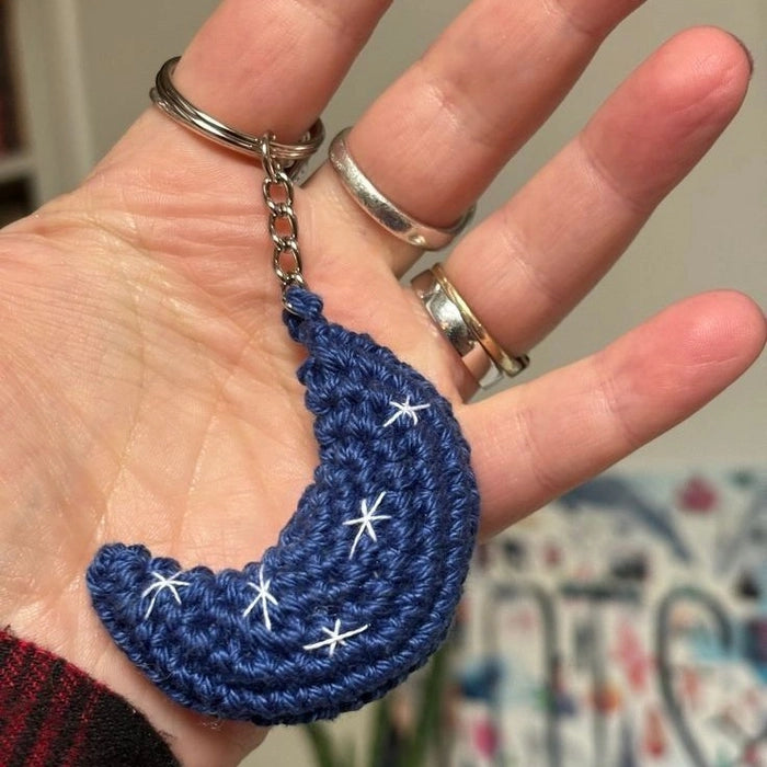 Crochet Moon Keychain