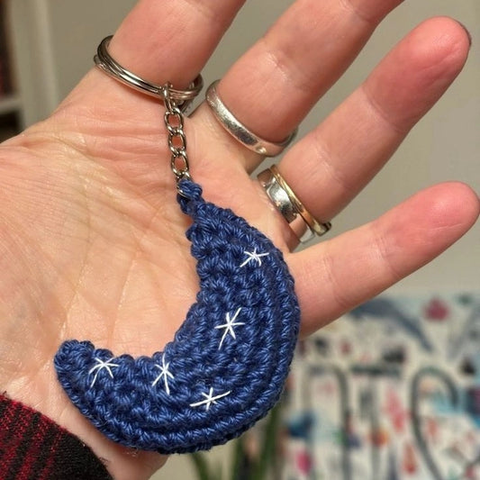 Crochet Moon Keychain
