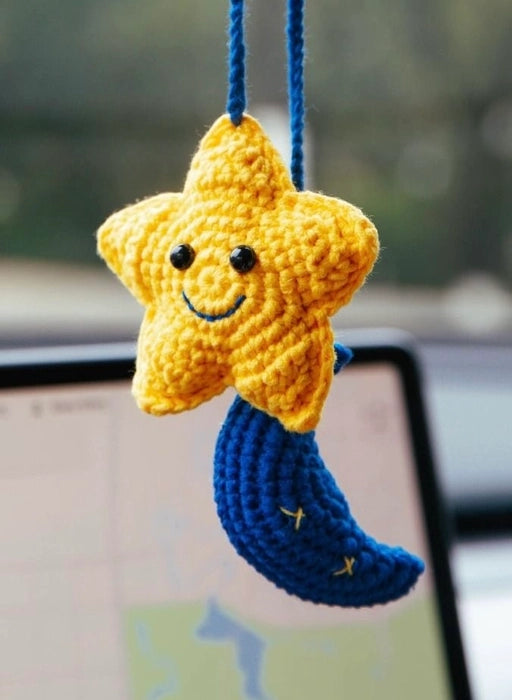 Crochet Star & Moon Charm