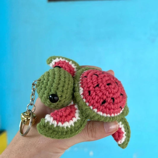 Crochet Turtle Watermelon Keychain