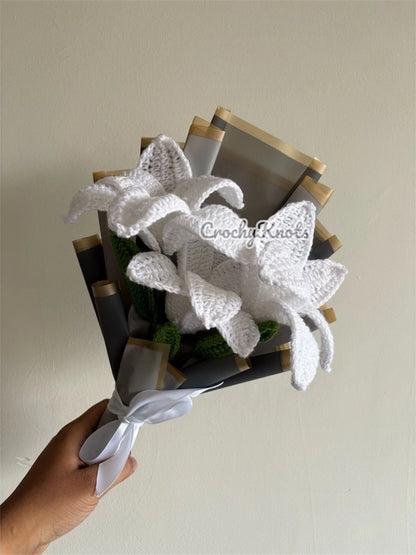 Serene Lilies Bouquet | Crochet White Lilies Bouquet