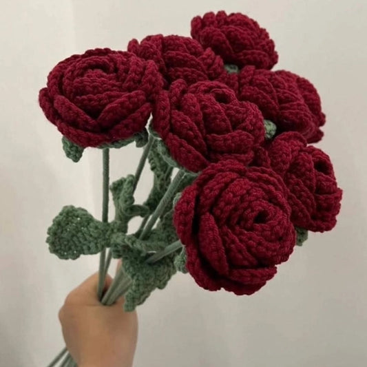 Crochet Maroon/ Red Round Roses