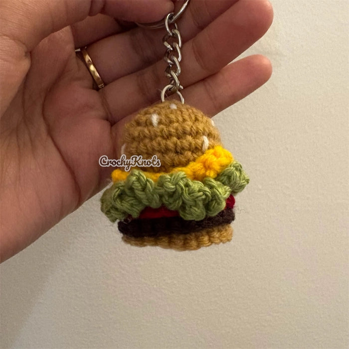 Crochet Cheeky Burger Keychain