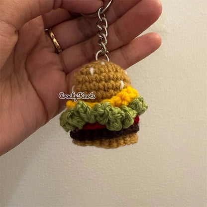Crochet Cheeky Burger Keychain