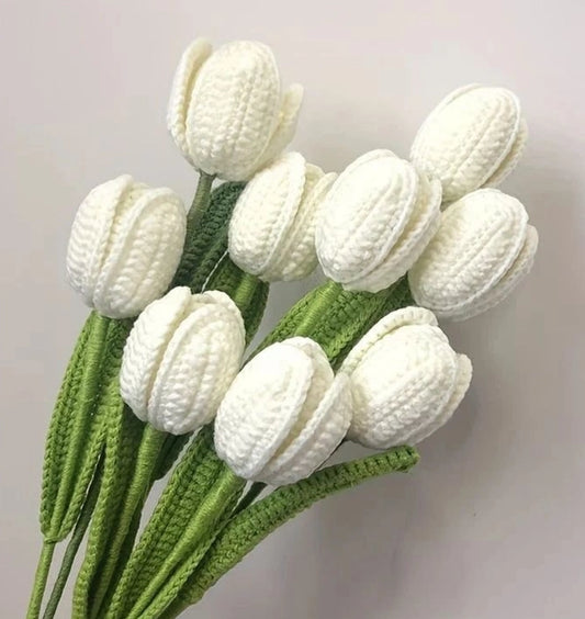 Crochet White Tulip