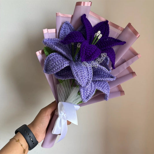 Crochet Trio of Lilies Bouquet