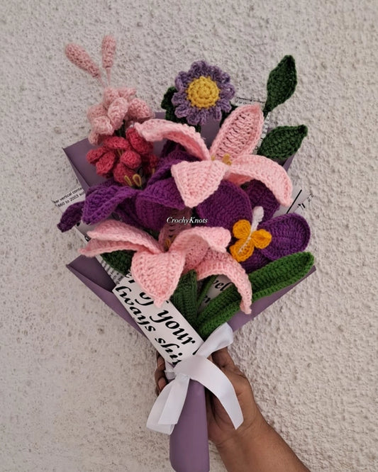 Crochet Purple Petal Paradise Bouquet
