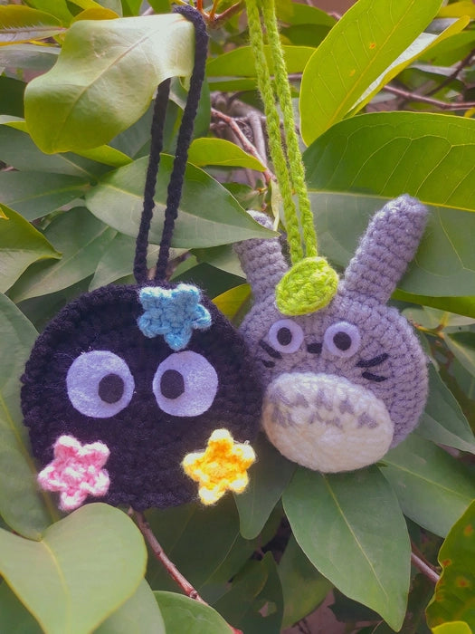 Crochet Totoro/ Soot Sprite Bag Charm Pouch/ Ghibli