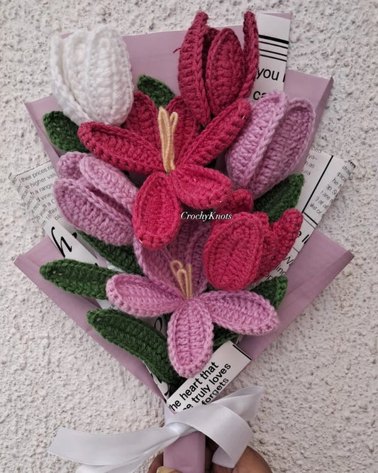 Crochet Pink and Purple Posy Bouquet