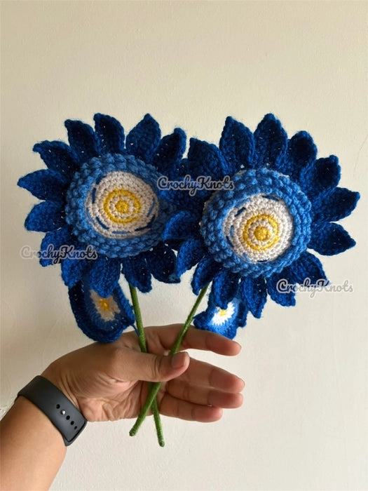 Crochet VinnyBlu Sunflower | Van Gogh Themed Sunflower | Starry Blue Sunflower
