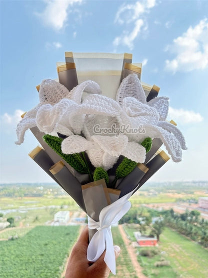 Serene Lilies Bouquet | Crochet White Lilies Bouquet