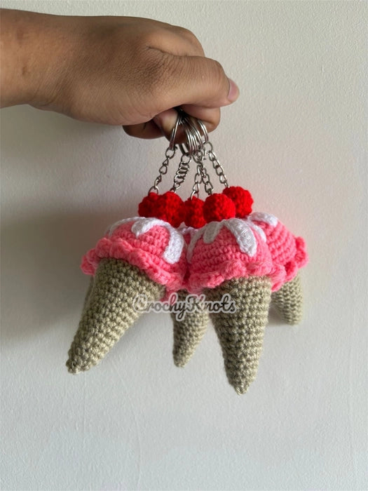 Crochet Ice Cream Keychain