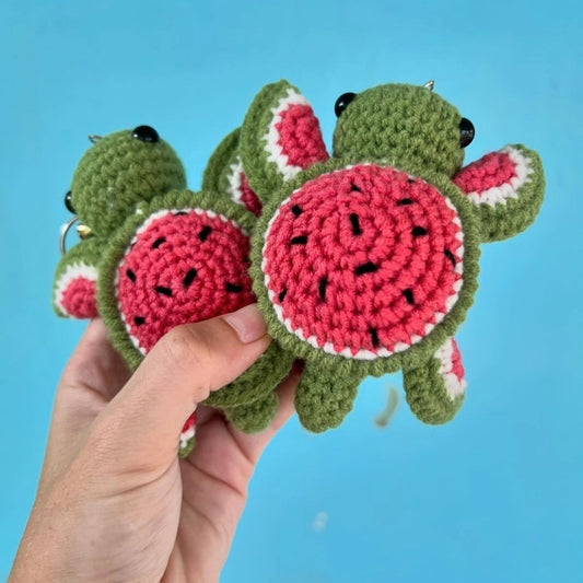 Crochet Turtle Watermelon Keychain