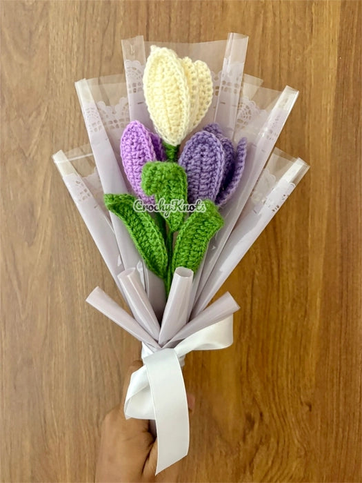 Crochet Petal Hugs Tulips Bouquet (Lavender tulips)