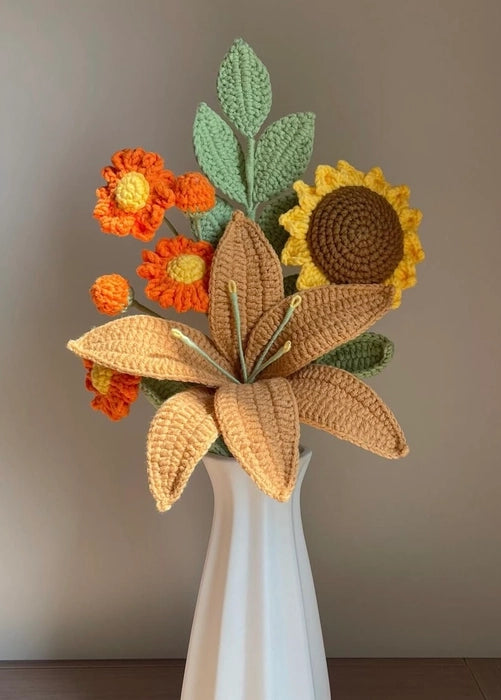 Crochet Lily and Sunflower Delight Bunch/ Bouquet