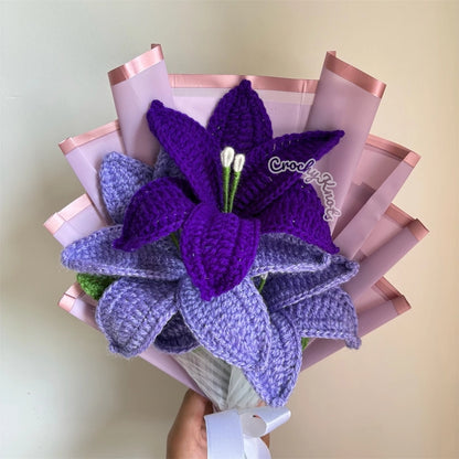 Crochet Trio of Lilies Bouquet