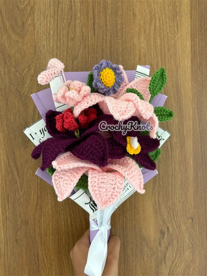 Crochet Purple Petal Paradise Bouquet