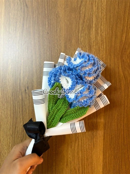 Blue Grace Bouquet —Crochet Carnations