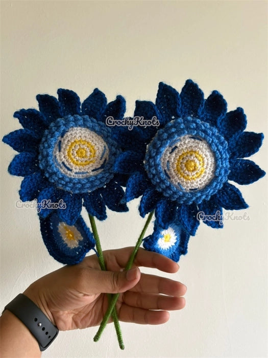 Crochet VinnyBlu Sunflower | Van Gogh Themed Sunflower | Starry Blue Sunflower