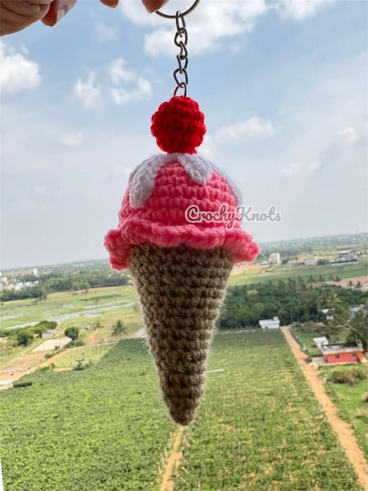 Crochet Ice Cream Keychain