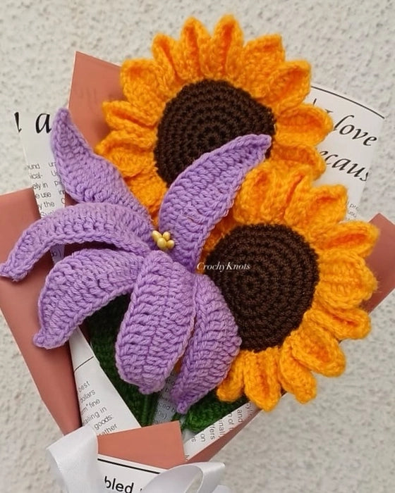 Crochet Sunflower Smile Bouquet