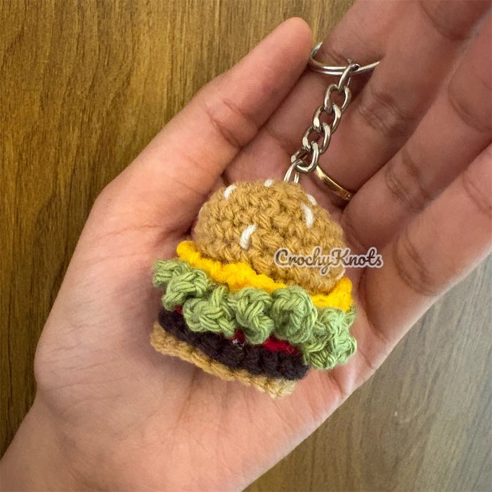 Crochet Cheeky Burger Keychain