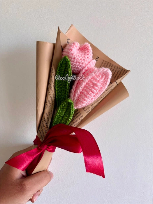 Crochet Blush Tulip Whispers Bouquet
